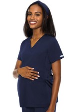 Med Couture Scrubs Women's Maternity V-Neck Top MC628 NAVY Navy Free Ship
