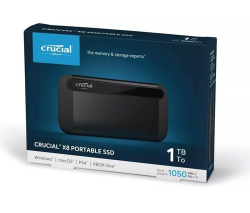 Crucial X8 1TB USB 3.2 Gen 2 Type-C Portable SSD External Solid State Drive
