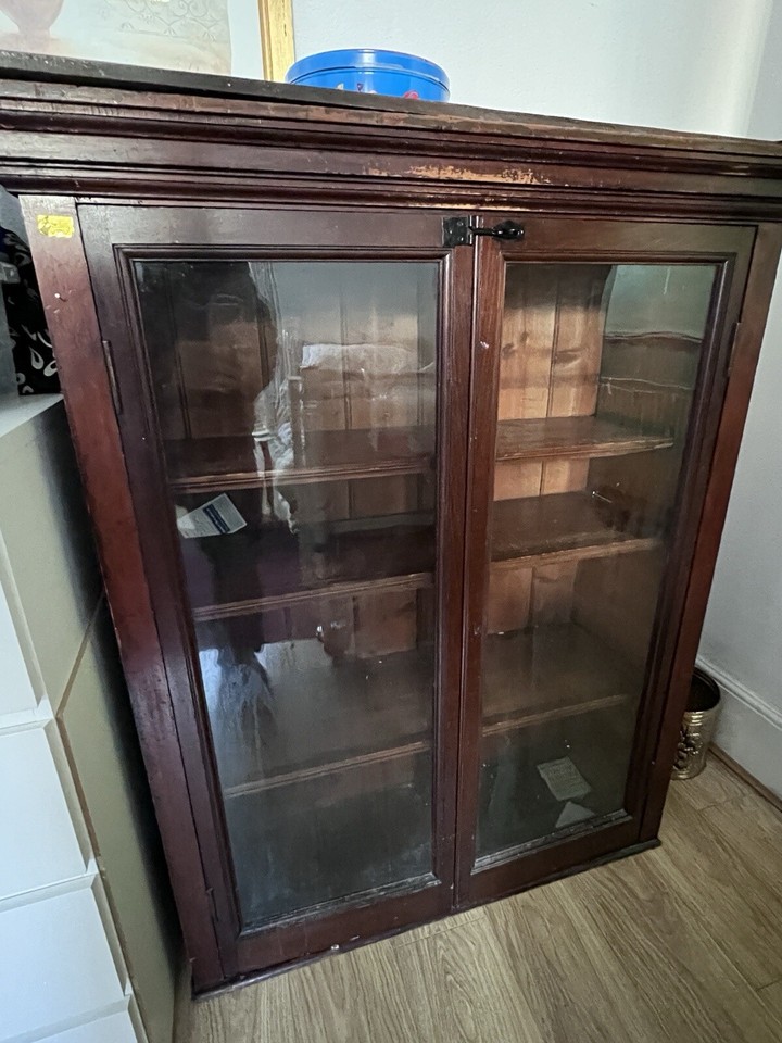 VINTAGE BOOKCASE WITH GLASS DOORS eBay