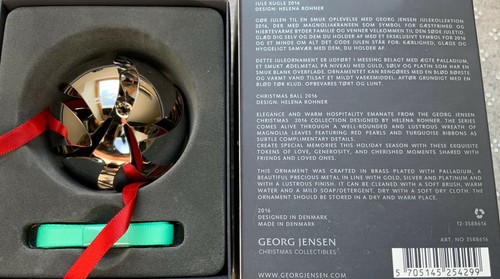 Georg Jensen Christmas Ball 2016 Brass platted with Palladium NEW Gift Box - Picture 6 of 7