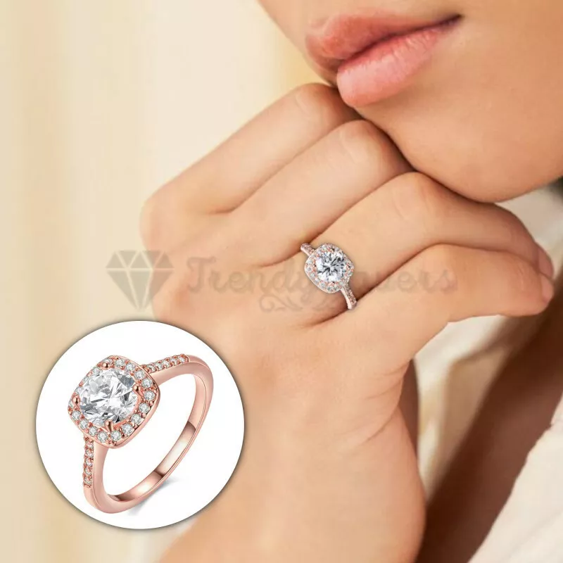 Square diamond rose gold hotsell ring