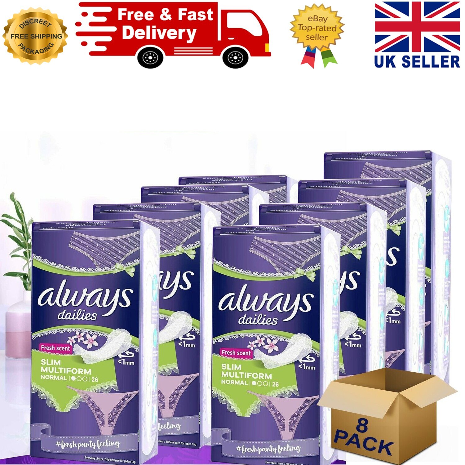 Always Dailies Flexistyle Slim Panty Liners Fresh Scent PACK8