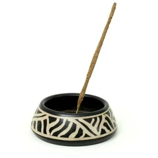 Peruvian Ceramic Incense Burner for Stick and Cone Incense - Waves - 4.5"