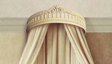 Elegant Hand Crafted Shabby Chic Cream Bed Crown - Real Wood - Canopy - Teester