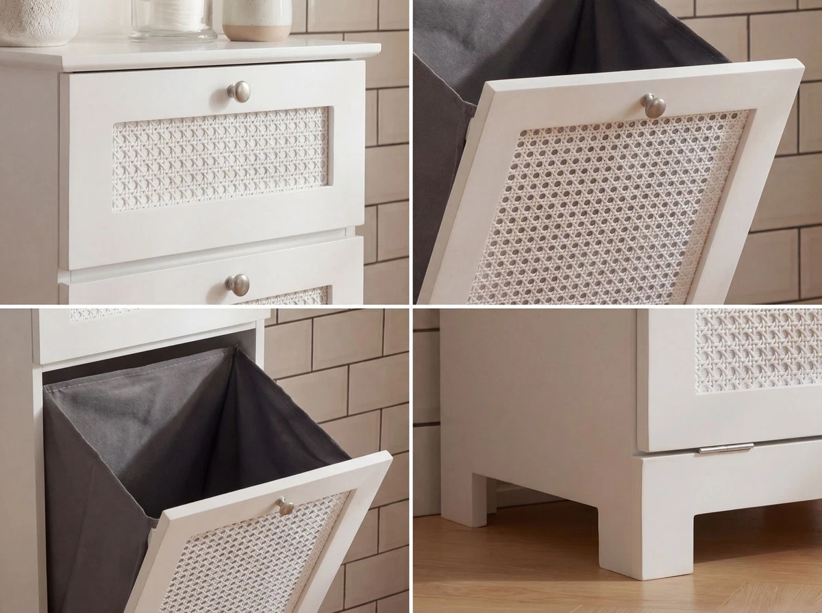 90 cm blanco mueble nicho cesta portaropa baño