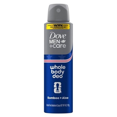 Dove Men+Care Whole Body Aluminum-Free Deodorant Spray Bamboo + Aloe Scent  4 oz