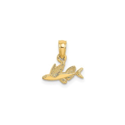14k Gelbgold Fliegender Fisch Anhänger Meereslebewesen Meerestier Maritim Schmuck