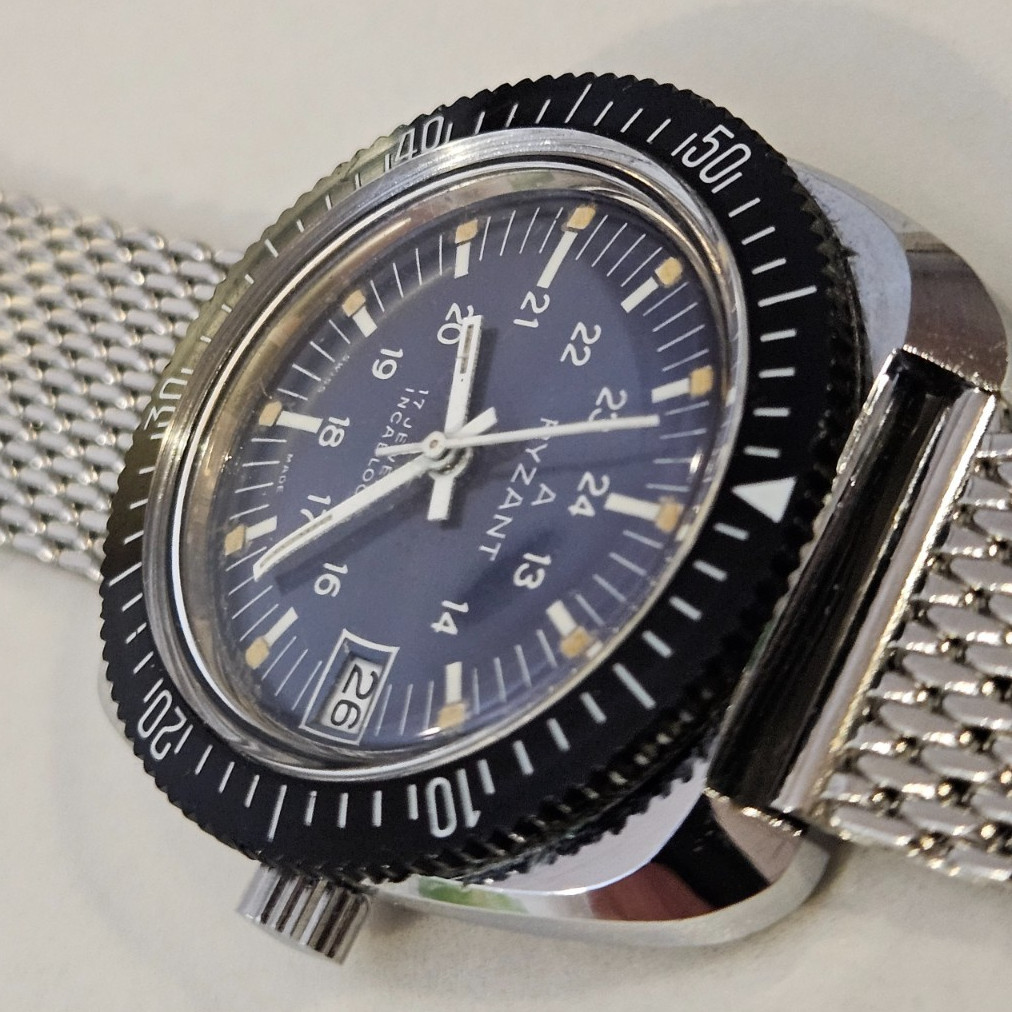 Vintage Skindiver Men's Watch "RYZANT" Swiss Diver 1970 Cal.AS 1950/51 17J NOS image 6