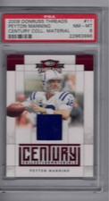 Peyton Manning 2009 Donruss Threads #11 Century Collection Materials PSA NM-MT 8