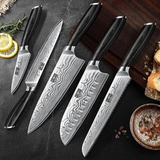 HOSHANHO 5 Pezzi Set di Coltelli da Cucina, Professionali Giapponesi Pakkawood