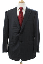 Ermenegildo Zegna Mens Gray Striped Wool Blazer Size 52