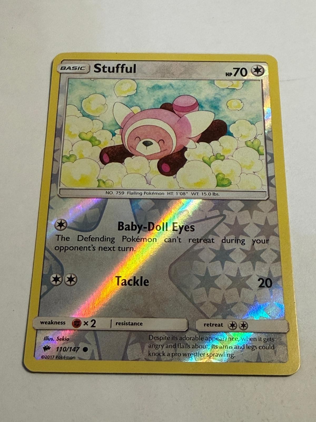 Stufful 110/147 Common Burning Shadows Pokemon Reverse Holo Near Mint