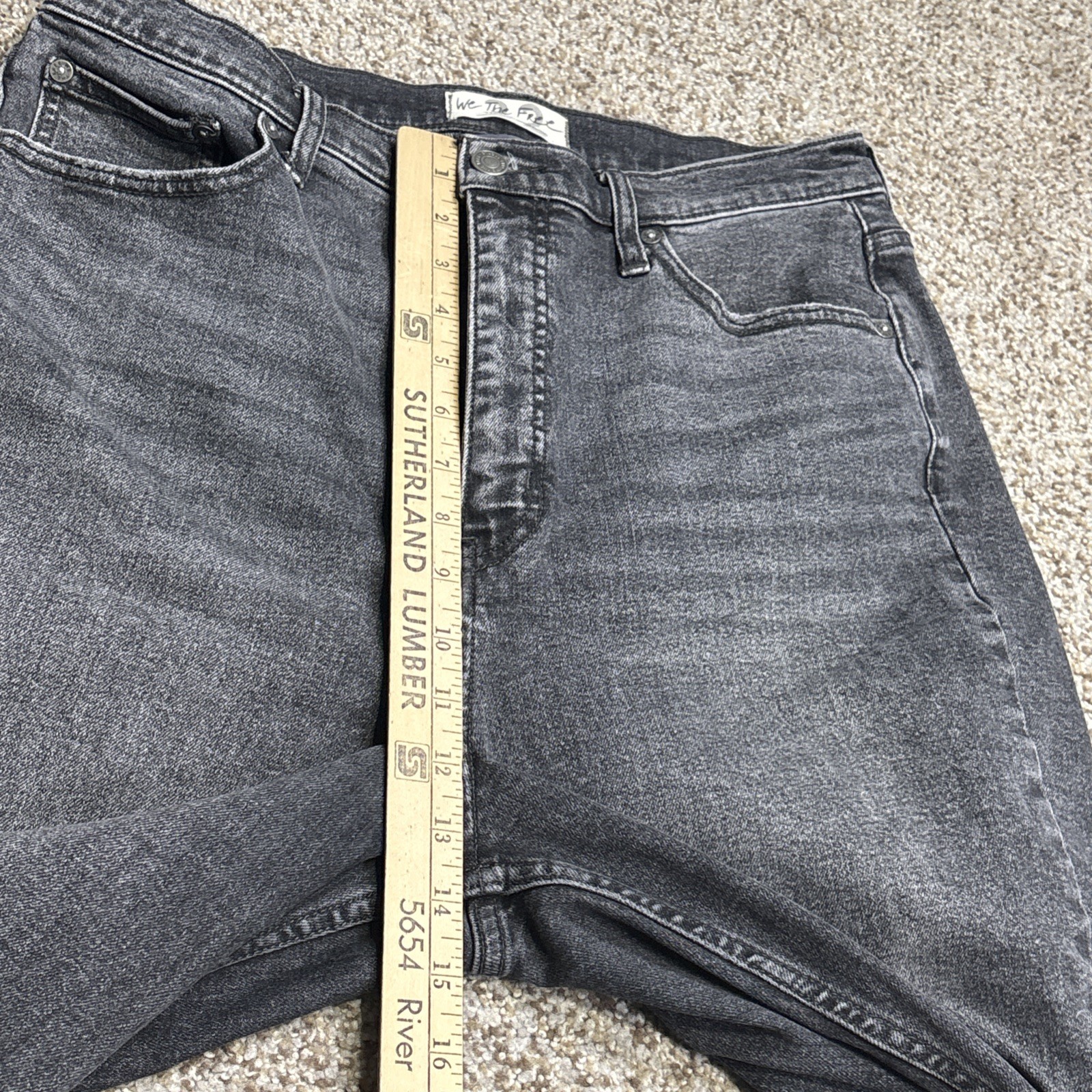 WE THE FREE High Rise Curvy Bell Bottom Jeans 32 Faded Black Fits 31 X 29.5 - View 8