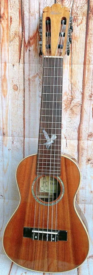 Alulu Solid Acacia Koa Tenor Guitarlele classical head type Eagle inlaid HU1270 - Image 2 of 4