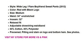 Victoria's Secret VS PINK Wide Leg Flare Boyfriend Sweat Pants Logo Red Medium M