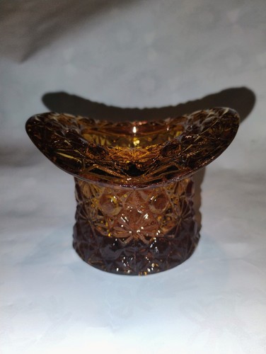 Vintage Fenton Braunglas Gänseblümchen und Knopf Zylinder Hut Zahnstocher oder Schmuck Halter
