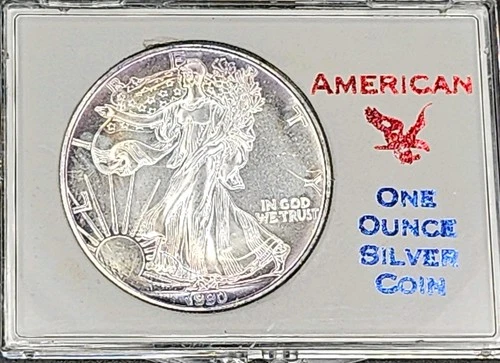1990 WALKING LIBERTY AMERICAN EAGLE .999 FINE SILVER DOLLAR COIN 1oz $1 USA