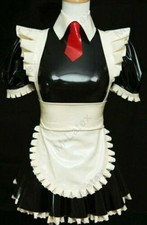 Latex Rubber Gummi maid uniform Dress apron 2 layers skirt customized .4mm 1099