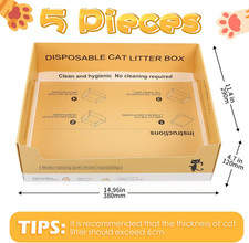 5 Pcs Disposable cat Litter Box 14.96 x 11.4 x 4.7 Inch Disposable Litter Boxes