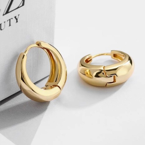 Charm-In Gold Huggie Hoop Earrings Leverback Hypoallergenic