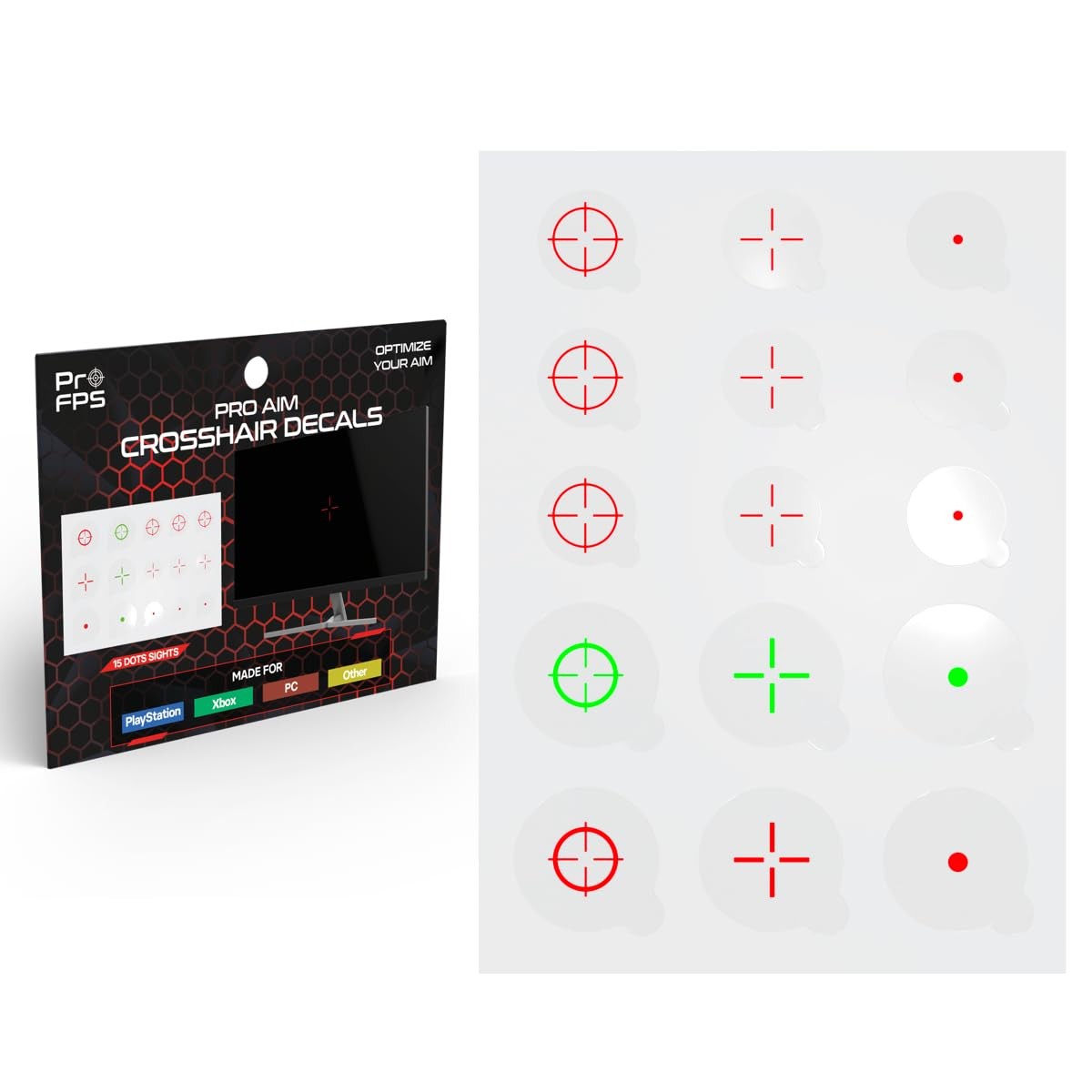 Pack 15 autocollants réticule Fastscope Decals transparents 10mm