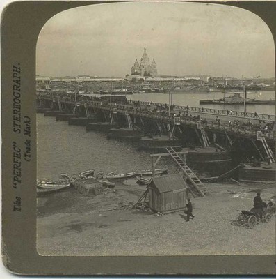 Floating Bridge over Oka and The Fair, c1900, Nijni-Novgorod, H.C. White