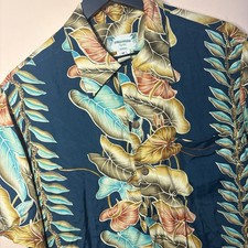 Vintage Kamehameha Hawaii Aloha Shirt Mens M Blue Floral Rayon Camp