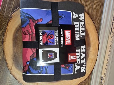 Marvel Mens Size M Medium Deadpool Graphic Print Hoodie with Long Sleeves 