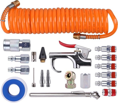 #ad Air Compressor Accessory Kit 20pc 1 4quot; NPT Hose Blow Gun Tire Gauge Set $35.89