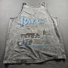 Harley-Davidson Shirt Mens Large Gray Acid Wash Tank Top Made in USA Motorcycle