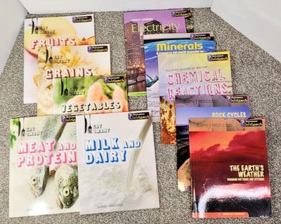 Lot of 10 Heinemann Info Search Books, Science - Eat Smart - Earth's Processes