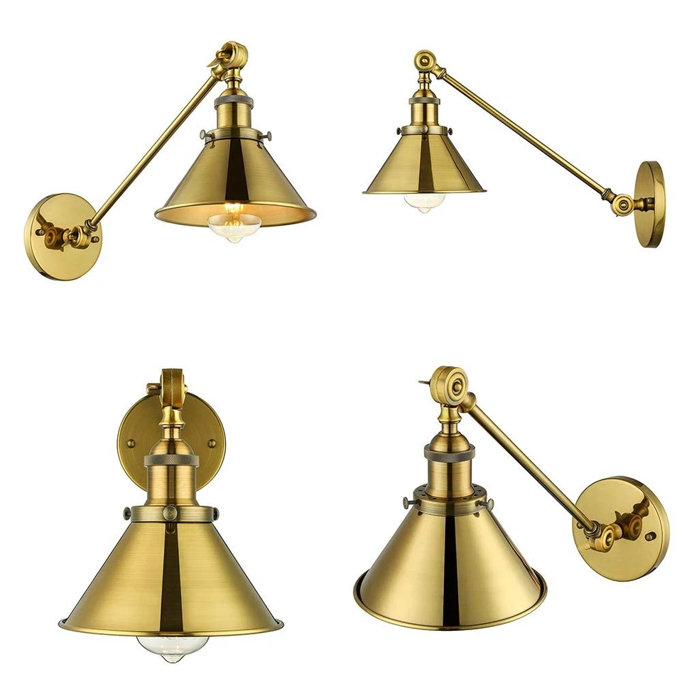 Adjustable Arm Wall Light Fixtures Brass Finish 1 Light Wall Sconce 7" Indust... - Image 4 of 4
