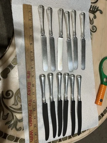 Antique 1916 Old French By Gorham Sterling Silver Handle 6 Cake 6 Dinner Knives