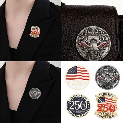 Pack Of 4 Vintage Enamel Flag Lapel Pins With Waved Designs For Men Women