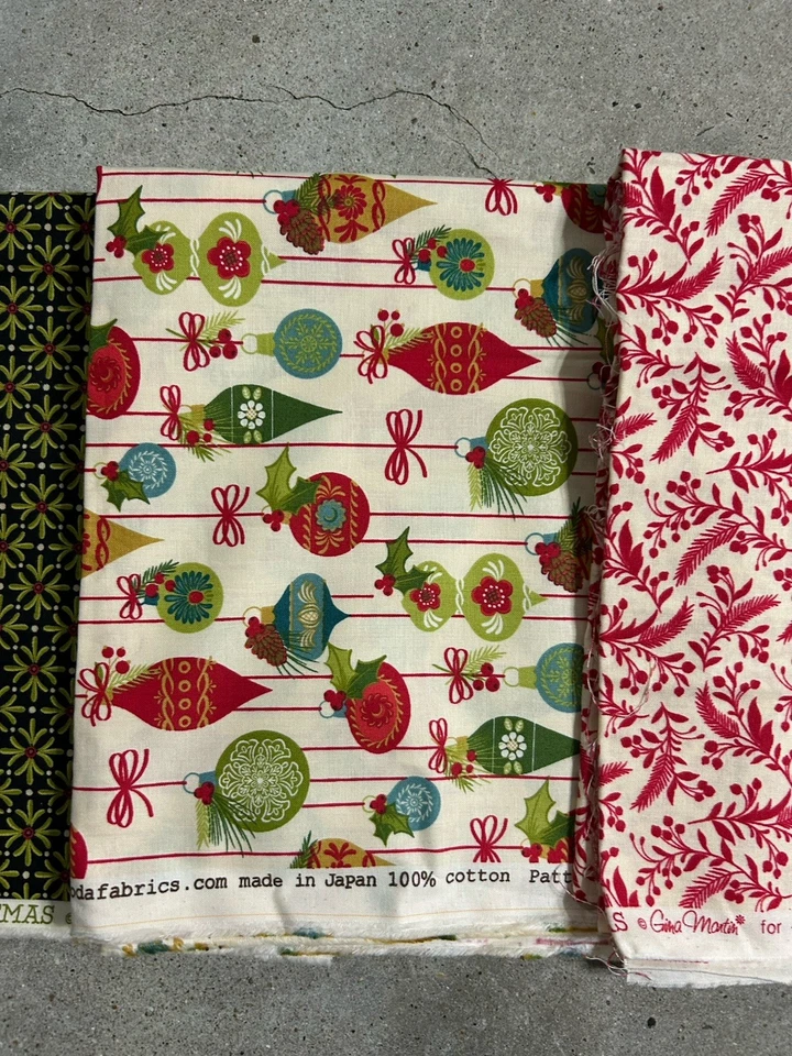 MODA Tole Christmas Fabric by Gina Martin Lot 4 Yards (1 Yd Each) OOP - Image 4 of 4