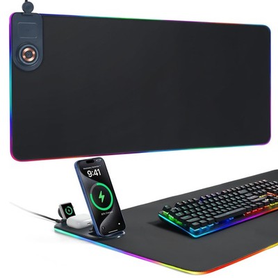 ELUTENG 4-in-1 RGB Gaming Mouse Pad with Phone Holder, Wireless Charging Desk...