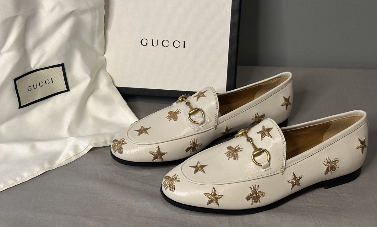 Gucci Jordaan Embroidered Leather Loafer Women's Sz (US