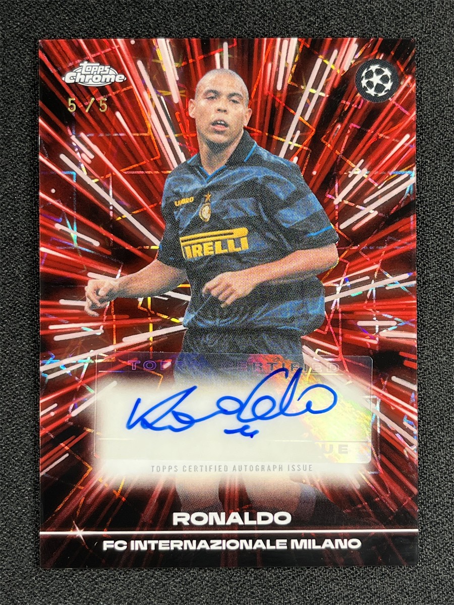 5/5 ! 2025-26 Topps Chrome UEFA Ronaldo #BLA-R9 Black Lazer Auto Red R9