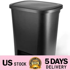 20.4 Gallon Plastic Step Garbage Bin with Foot Pedal Lid, Black