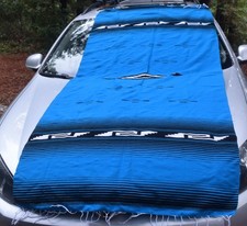 Vintage Mexican Serape Poncho Turquoise Wool 3'6" x 6'6"