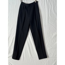 VTG Ralph Lauren 100 Wool Pleated Black High Waisted Pants Made In USA Size 6