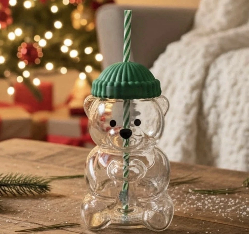 Bearista Bear 2025 tarro de vidrio vaso de taza fría con pajita - nuevo edición limitada Foto 4 de 4