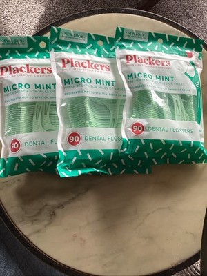 Plackers MICRO MINT flavored flossers  90ct ( 3 pack ) Dental Lot