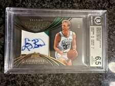 2008-09 Upper Deck Exquisite Scripted Swatch #/25 Larry Bird Patch BGS 6.5 auto