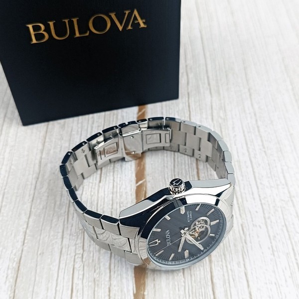 Bulova Surveyor Automático Esfera Negro-Oro Acero Plateado Reloj de Hombre 42mm 96A270 5