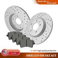 For Audi A4 A5 Quattro Allroad Q5 2009-2017 Rear Disc Drilled Rotors Brake Pads