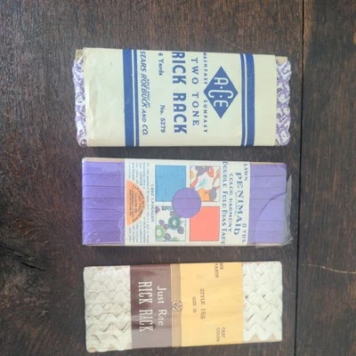 Vintage Ace Two Tone Rick Rack Qty 3 6-8 Yards Each - Image 1 of 4