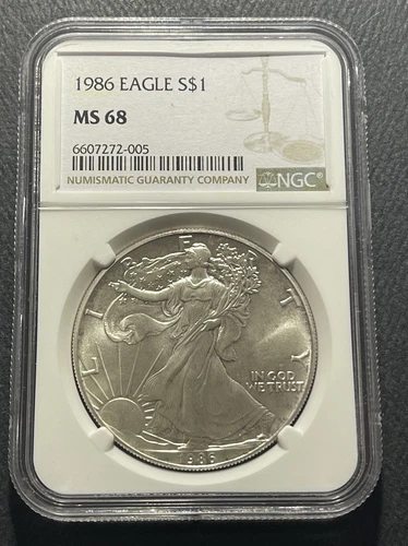 American Silver Eagle 1986 One Ounce Silver Coin: NGC MS68