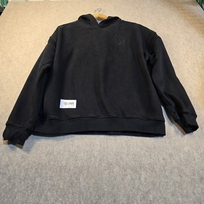 ECHT Apparel Mens Hoodie Black Fleece Embroidered Crest Logo Size M Sweatshirt