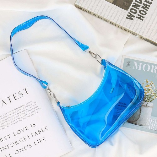 Modische durchsichtige Damentaschen Gummi PVC Tasche Achseltaschen Frauen Freizeit Handtaschen LAVA - Bild 15 von 16